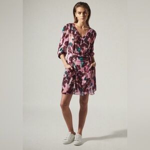 Reiss Josephine Pink Plum Floral Dress w/Pockets Size 8 NWT $320